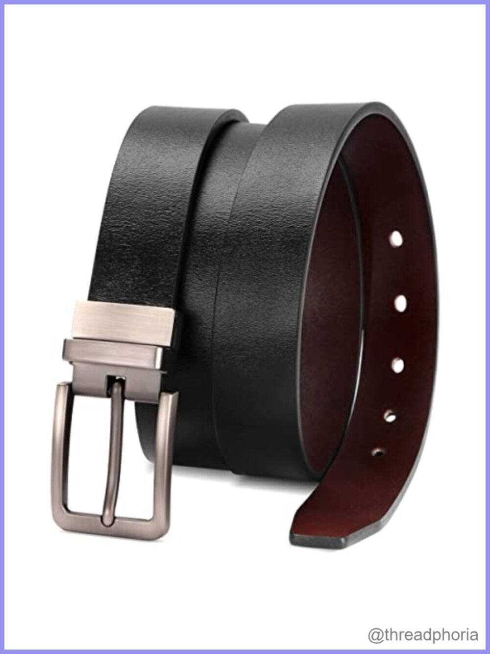 Reversible Leather Belt for Women with Rotated Metal Buckle Adjustable Designer